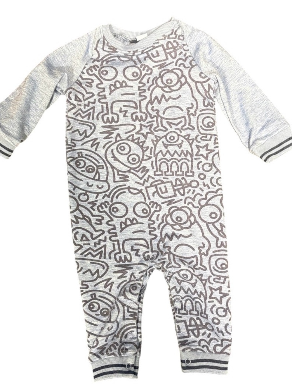 Andy & Evan Monster Print Kids One Piece Romper- 6-9m